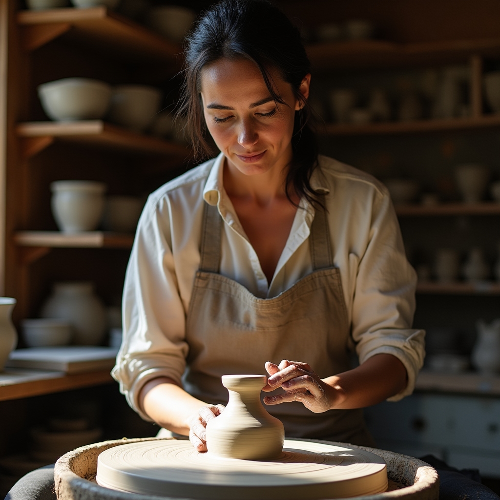 Céramiste travaillant dans son atelier